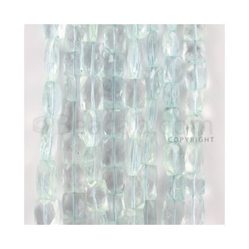7.50 to 14.00 mm - 8 Lines - Aquamarine Faceted Rectangle Beads - 15 inches (AqFReB1002)