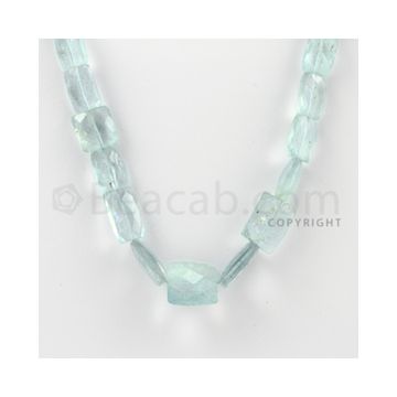 8.00 to 14.00 mm - 1 Line - Aquamarine Faceted Rectangle Beads - 20 inches (AqFReB1005)