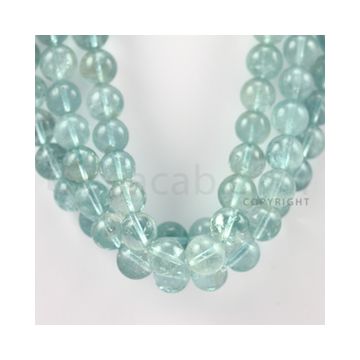 11.00 mm - 3 Lines - Aquamarine Round Beads - 16 inches (AqFRoB1002)