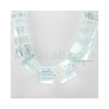 5.50 to 19.00 mm - 1 Line - Aquamarine Hexagonal Beads - 23 inches (AqHexB1001)