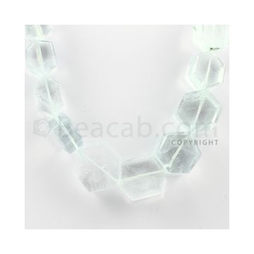 5.00 to 20.00 mm - 1 Line - Aquamarine Hexagonal Beads - 23 inches (AqHexB1004)