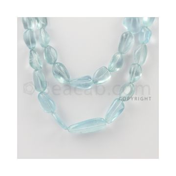 6.50 to 25.00 mm - 2 Lines - Aquamarine Tumbled Beads - 16 to 18 inches (AqTuB1026)