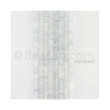 2.30 to 4.00 mm - 8 Lines - White Sapphire Faceted Beads - 15 inches (WSFB1007)