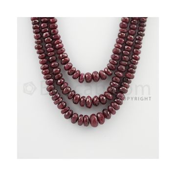 4.70 to 11.50 mm - 3 Lines - Ruby Faceted Beads - 14 to 16 inches (RFB1081)