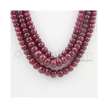 6.30 to 10.00 mm - 3 Lines - Ruby Faceted Beads - 16 to 19 inches (RFB1082)