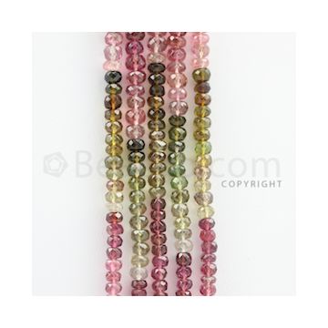 3.00 to 4.50 mm - 5 Lines - Tourmaline Faceted Beads - 17 inches (MuToFB1035)