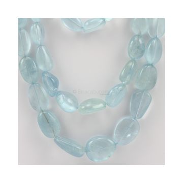 11 to 22 mm - 3 Lines - Aquamarine Gemstone Tumbled Beads - 1108.00 carats (AqTuB1027)