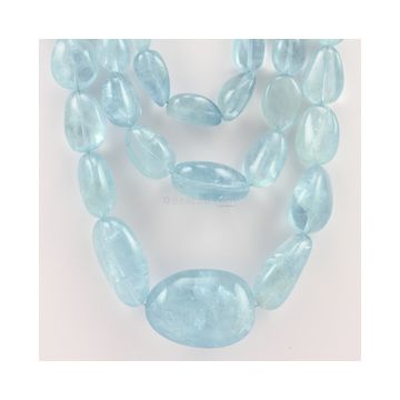 11 to 40 mm - 3 Lines - Aquamarine Gemstone Tumbled Beads - 1721.00 carats (AqTuB1031)