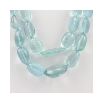 18.50 to 23 mm - 2 Lines - Aquamarine Gemstone Tumbled Beads - 609.00 carats (AqTuB1032)