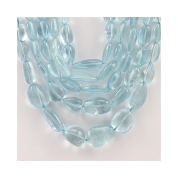 11 to 21 mm - 5 Lines - Aquamarine Gemstone Tumbled Beads - 1418.50 carats (AqTuB1033)