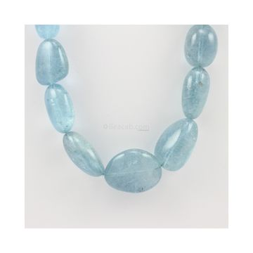 12 to 28 mm - 1 Line - Aquamarine Gemstone Tumbled Beads - 593.00 carats (AqTuB1038)