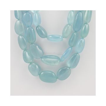19 to 23 mm - 3 Lines - Aquamarine Gemstone Tumbled Beads - 872.00 carats (AqTuB1041)