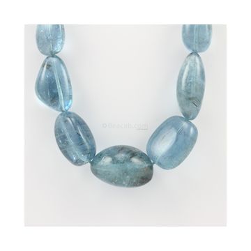 17 to 33 mm - 1 Line - Aquamarine Gemstone Tumbled Beads - 792.35 carats (AqTuB1043)