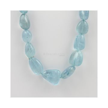 9.80 to 23 mm - 1 Line - Tumbled Aquamarine Beads - 453.00 carats (AqTuB1046)