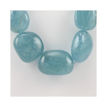 30 to 41 mm - 1 Line - Tumbled Aquamarine Beads - 1404.40 carats (AqTuB1047)