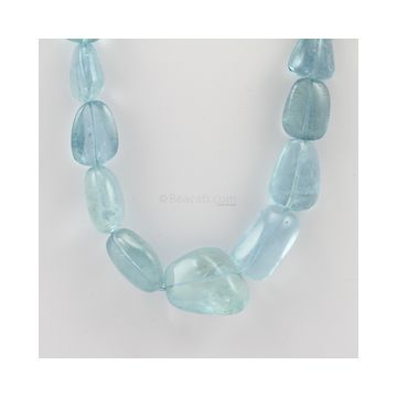 14 to 27 mm - 1 Line - Aquamarine Gemstone Tumbled Beads - 573.75 carats (AqTuB1051)