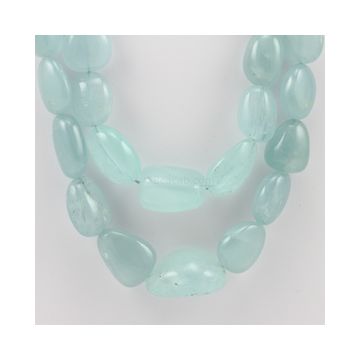 14 to 32 mm - 2 Lines - Aquamarine Gemstone Tumbled Beads - 1030.00 carats (AqTuB1052)