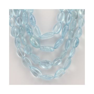 9.70 to 18.50 mm - 4 Lines - Aquamarine Gemstone Tumbled Beads - 812.00 carats (AqTuB1054)