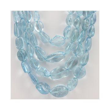8.70 to 23 mm - 4 Lines - Tumbled Aquamarine Beads - 1235.00 carats (AqTuB1055)