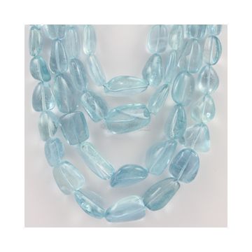 11 to 22 mm - 4 Lines - Tumbled Aquamarine Beads - 1639.90 carats (AqTuB1056)