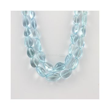 11 to 21 mm - 2 Lines - Tumbled Aquamarine Beads - 659.00 carats (AqTuB1058)