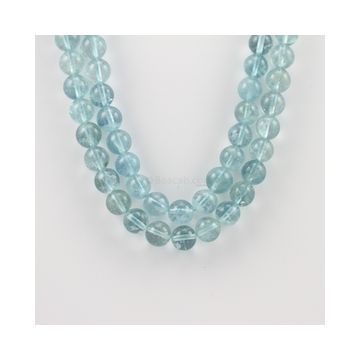 9.50 to 10 mm - 2 Lines - Aquamarine Gemstone Smooth Beads - 542.11 carats (AqSB1004)