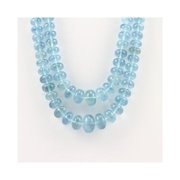 7 to 16 mm - 2 Lines - Aquamarine Gemstone Smooth Beads - 651.00 carats (AqSB1008)