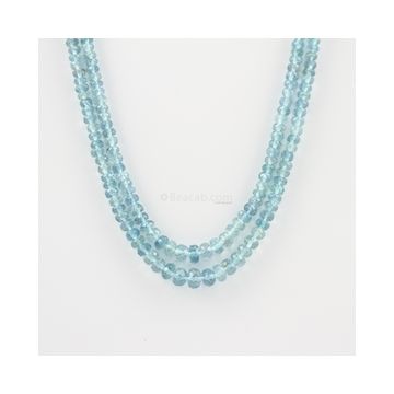 3.20 to 5.00 mm - 2 Lines - Aquamarine Gemstone Faceted Beads - 86.67 carats (AqFRoB1004)