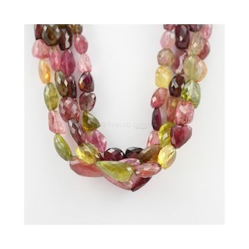 13 to 23 mm - 4 Lines - Tourmaline Gemstone Faceted Tumbled Beads - 1555.00 carats (MuToFTub1001)