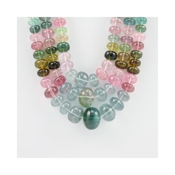 8 to 17.50 mm - 3 Lines - Tourmaline Gemstone Smooth Beads - 1135.00 carats (MTour1016)