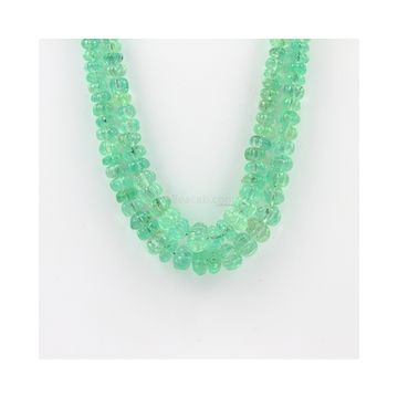 4.80 to 10 mm - 2 Lines - Emerald Gemstone Carved Beads - 302.00 carats (EmCarB1004)