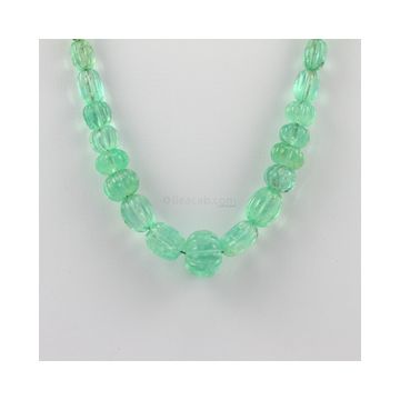 7 to 14 mm - 1 Line - Emerald Gemstone Carved Beads - 182.50 carats (EmCarB1009) -OOS