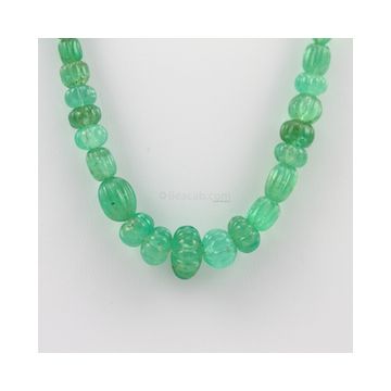 7 to 13 mm - 1 Line - Emerald Gemstone Carved Beads - 171.70 carats (EmCarB1013)