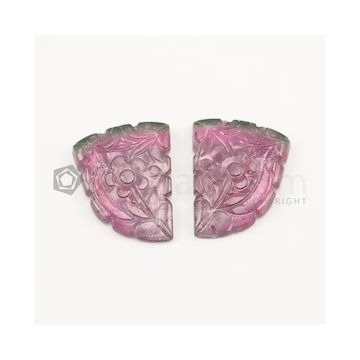 34 x 27 mm - Watermelon (Bi-Color) Tourmaline Carving - 101.00 carats (ToCarv1005)