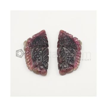 45 x 22 mm - Watermelon (Bi-Color) Tourmaline Carving - 102.00 carats (ToCarv1027)