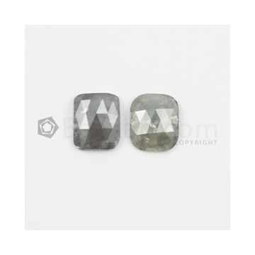 9 x 7.50 mm - Medium Gray Rose Cut Diamond Cushion Shape - 3.58 carats (FncyDiaRC1001)