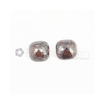 9 x 9 mm - Dark Maroon Rose Cut Diamond Cushion Shape - 5.58 carats (FncyDiaRC1016)