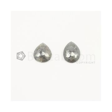 10 x 8 mm - Medium Gray Rose Cut Diamond Pear Shape - 3.30 carats (FncyDiaRC1022)