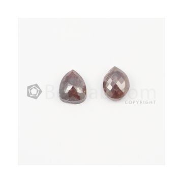 8.50 x 7 mm - Medium Maroon Rose Cut Diamond Pear Shape - 4.13 carats (FncyDiaRC1023)