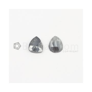 9.70 x 8 mm - Dark Gray Rose Cut Diamond Pear Shape - 3.29 carats (FncyDiaRC1025)