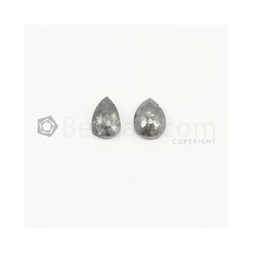 9 x 6.50 mm - Medium Gray Rose Cut Diamond Pear Shape - 3.20 carats (FncyDiaRC1034)