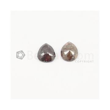 10 x 8 mm - Dark Maroon Rose Cut Diamond Pear Shape - 5.17 carats (FncyDiaRC1035)