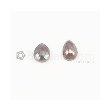 9 x 6.30 mm - Medium Maroon Rose Cut Diamond Pear Shape - 3.39 carats (FncyDiaRC1043)