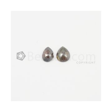 7 x 6 mm - Dark Brown Rose Cut Diamond Pear Shape - 1.21 carats (FncyDiaRC1046)