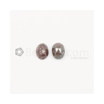 8 x 6 mm - Dark Maroon Rose Cut Diamond Oval Shape - 3.21 carats (FncyDiaRC1053)