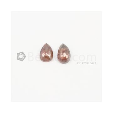 9 x 6 mm - Medium Maroon Rose Cut Diamond Pear Shape - 3.17 carats (FncyDiaRC1061)