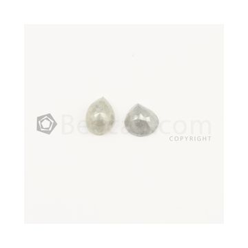 8 x 6 mm - Light Gray Rose Cut Diamond Pear Shape - 2.68 carats (FncyDiaRC1065)