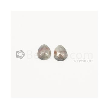 8 x 7 mm - Medium Gray Rose Cut Diamond Pear Shape - 1.99 carats (FncyDiaRC1066)
