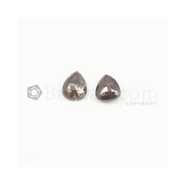 7.50 x 6 mm - Dark Brown Rose Cut Diamond Pear Shape - 2.18 carats (FncyDiaRC1077)