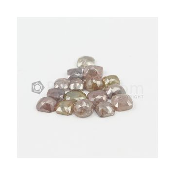 5.50 x 5.30 to 7.30 x 6.50 - Medium Tones Cushion Shaped Rose Cut Diamond  - 20.22 carats (FncyDiaRC1089)